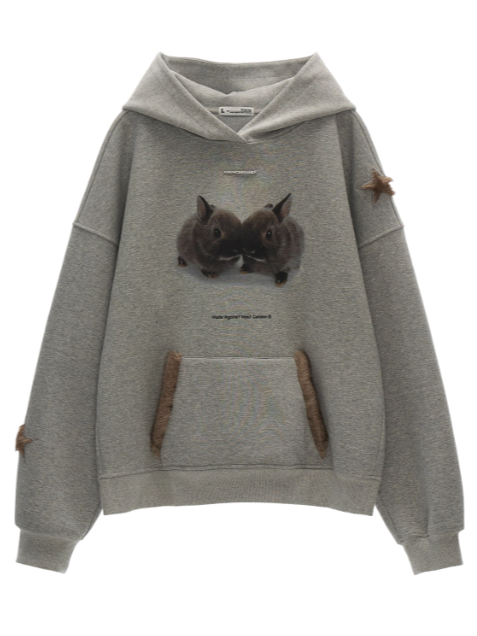 MAMC - Star Bunny Oversized Hoodie – Gray WE857