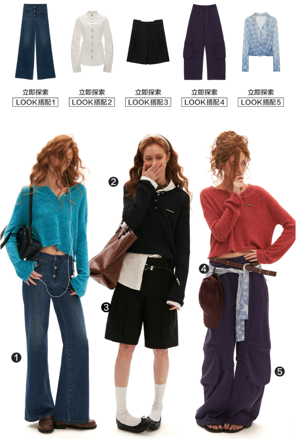 MAMC - Open-Back Mohair Blend Cropped Sweater (Red/ Black/ Blue)