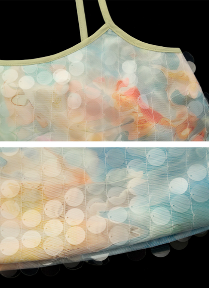 Iridescent Watercolor Sequin Cami Top WE935
