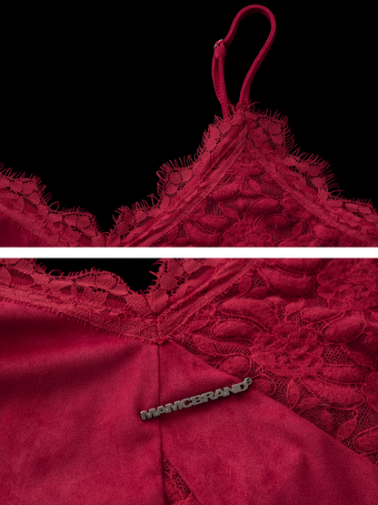 MAMC - Velvet & Lace Satin Slip Dress