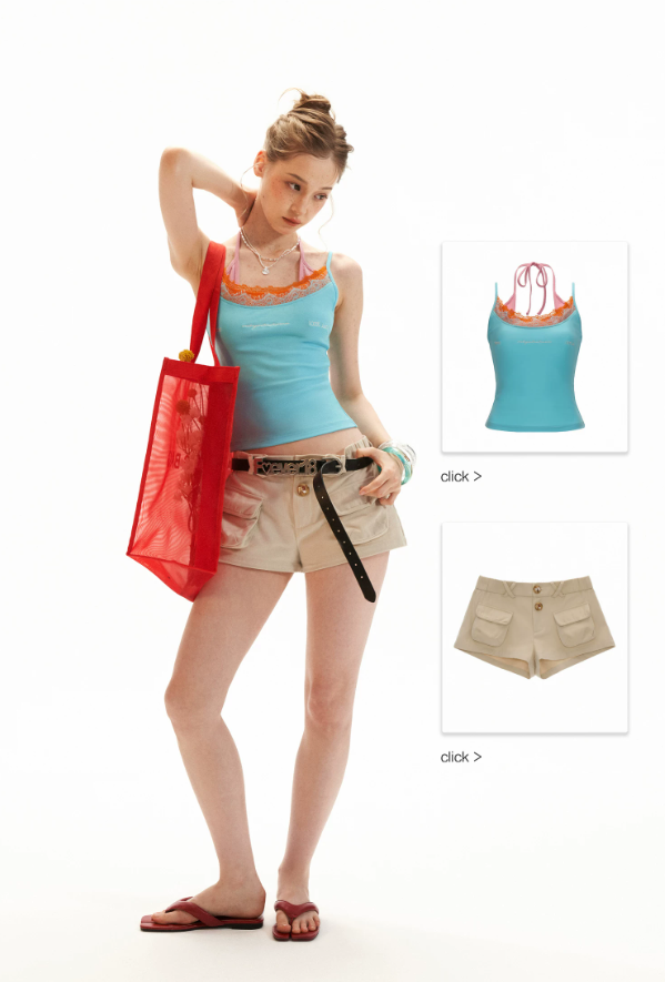 Layered Lace Letter Embroidered Cami Top