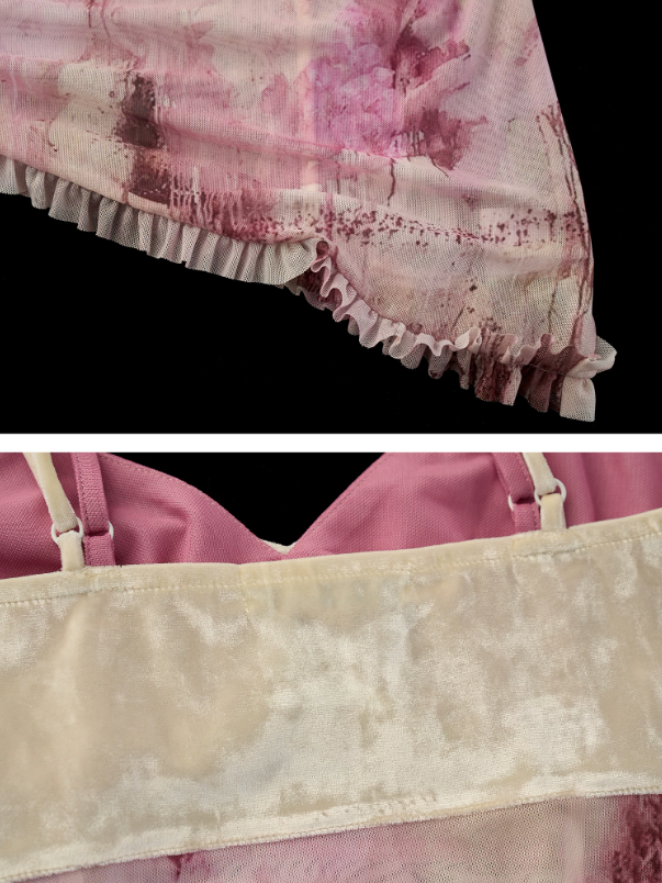 "Velvet Oil Whisper" Ruffle Trim V-Neck Camisole Top WE960