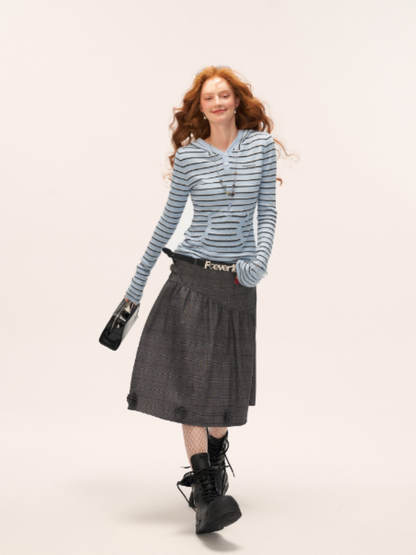 MAMC - Embellished Plaid Midi Skirt WE832