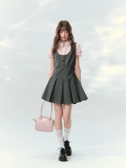 “Sweet Grey Diary” Layered Academy Pleated Dress LL2026142