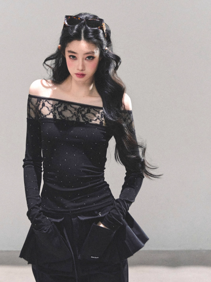 "空白的余温" Winter Poise Knit Polo Top - Black