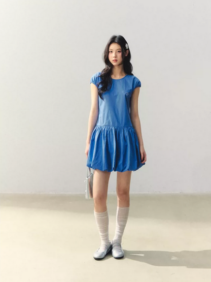 Ocean Bloom Royal Blue Bubble Hem Dress LL2026019
