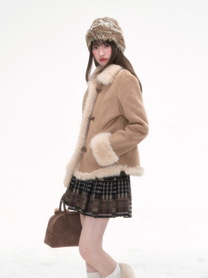 “Pinecone & Snow” Retro Faux Shearling Short Jacket PP2025255