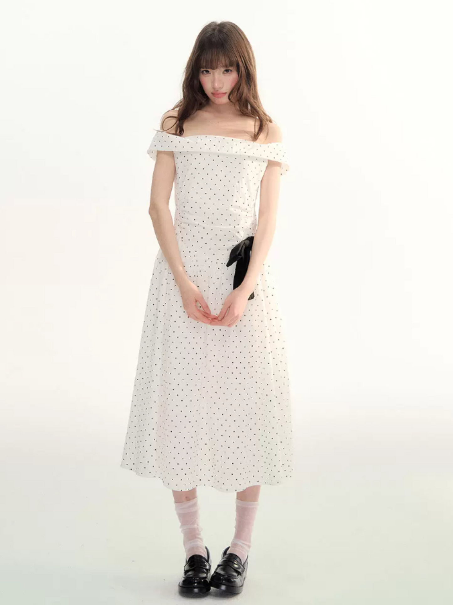 Polka Stardust Off-Shoulder Midi Dress LL2026097