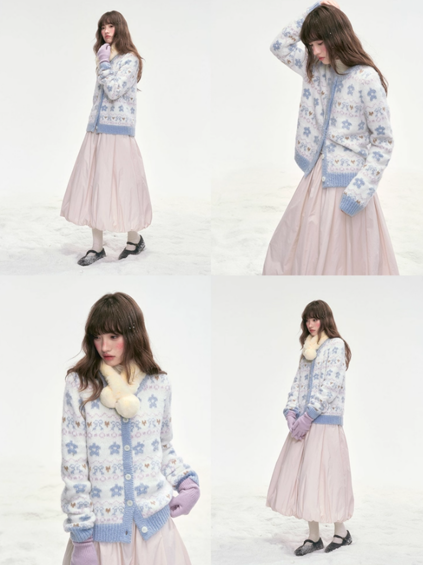 "Indigo Bloom" Retro Knit Cardigan LL2025306