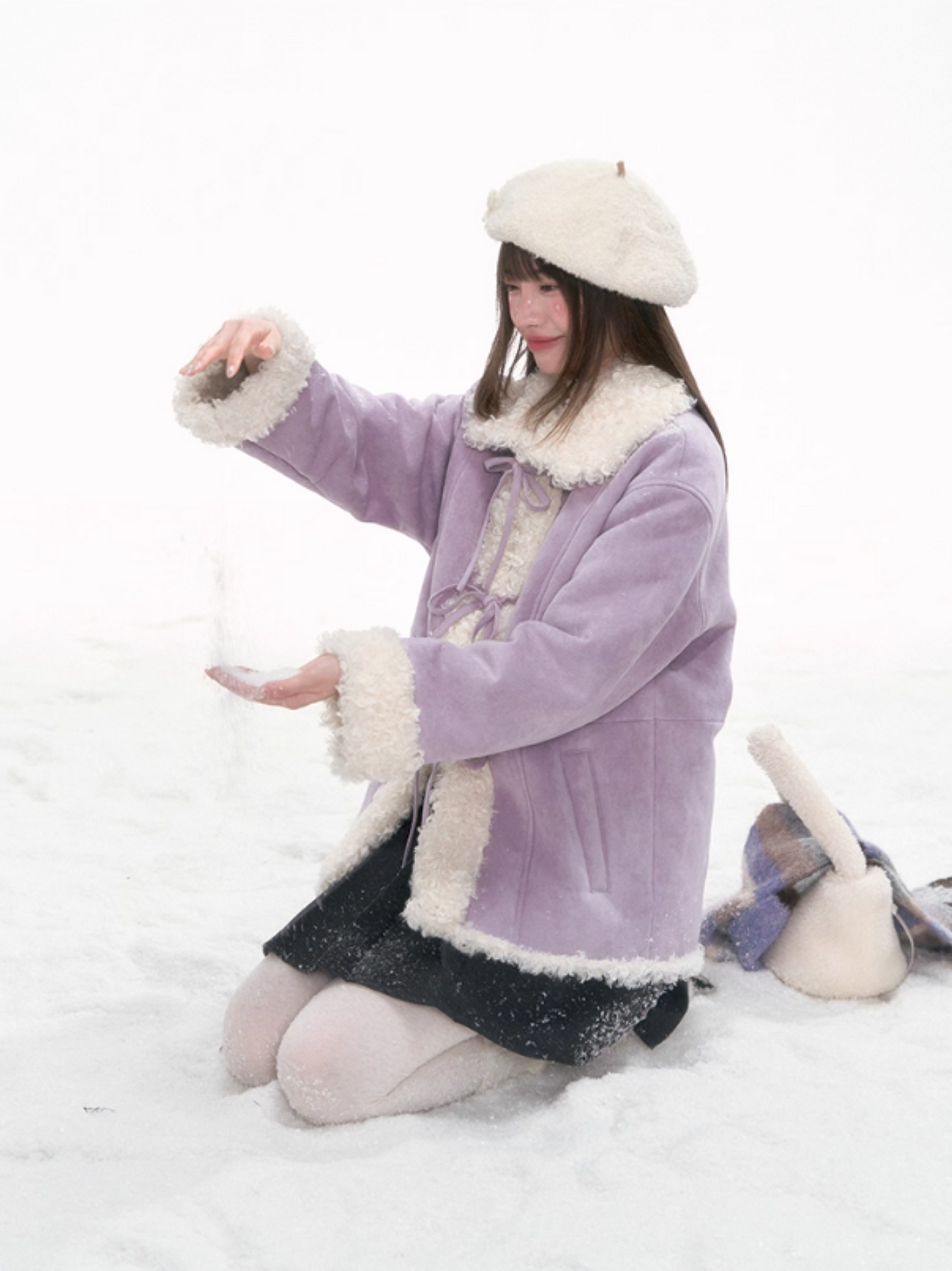 “Winter Love Island” Faux Suede Shearling Short Coat LL2025277