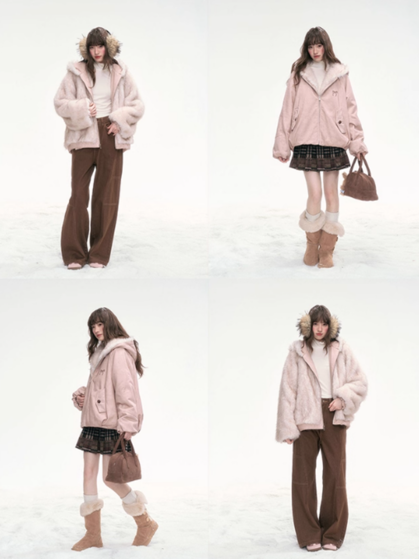 “Blushing Mist" Reversible Faux Fur Parka Jacket LL2025299