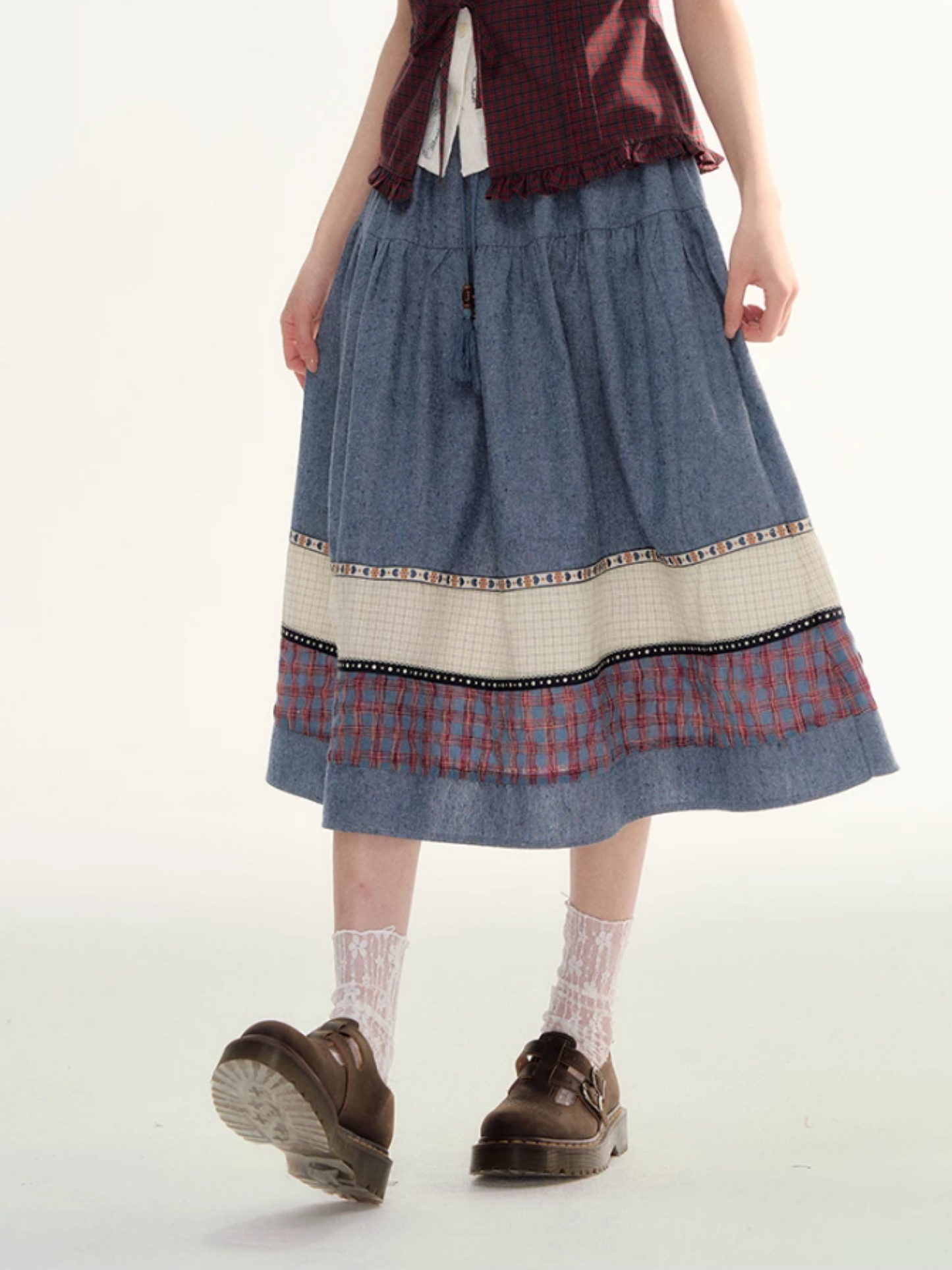 Boho Patchwork Tassel Maxi Skirt WW2026087