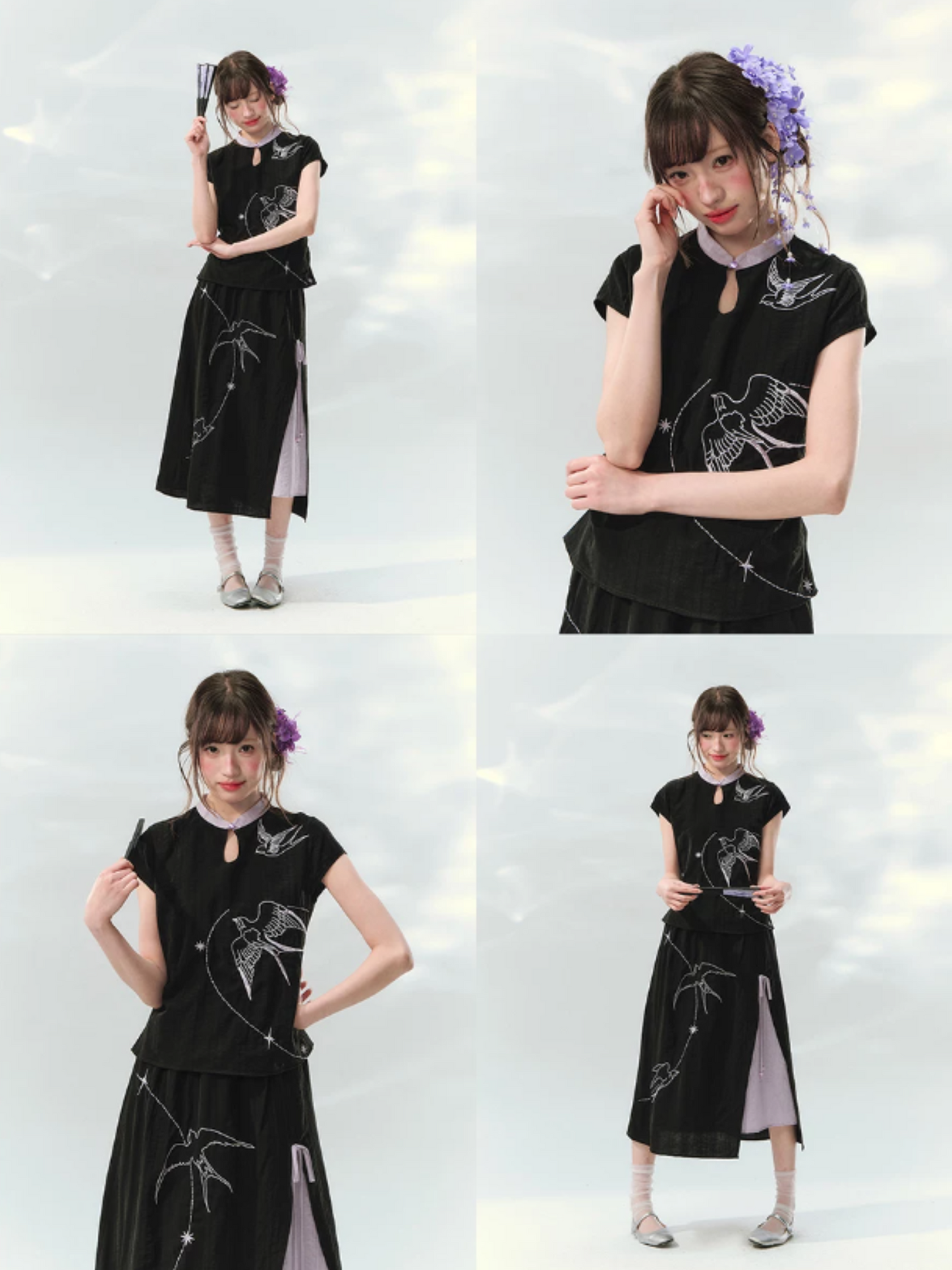 “Swallow Star Path” Modern Chinese Embroidered Skirt Set GZ2026167
