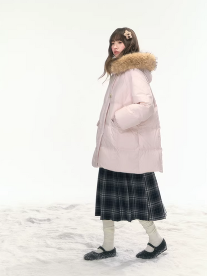 "First Snowfall" Sakura Pink Mid-Length Down Jacket LL2025473