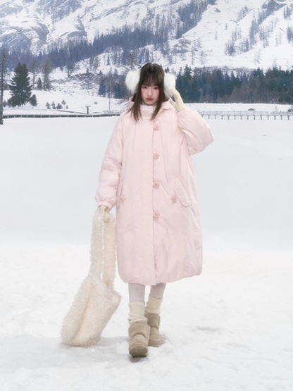 “Winter Variations” Cloud Puff Pink Reversible Long Down Coat LL2025294