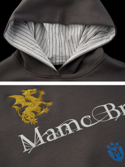 MAMC - Preppy College-Inspired Layered Hoodie (Washed Grey)