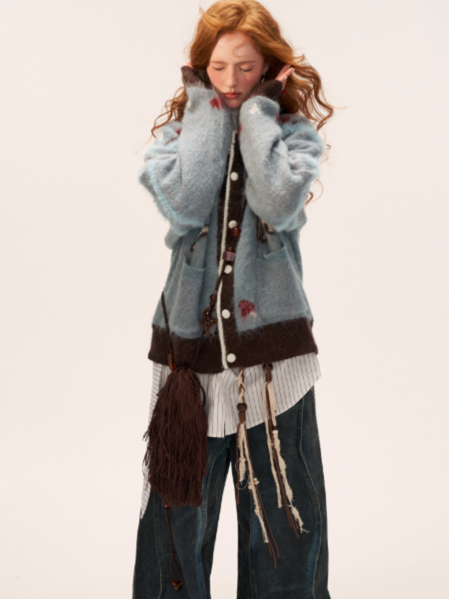 MAMC - Cute Bow Deer Knit Cardigan (Blue)