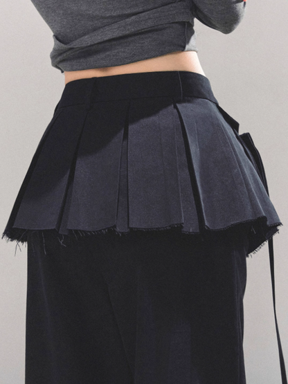 机能 “City Ease” Wide-Leg Trousers - BLACK