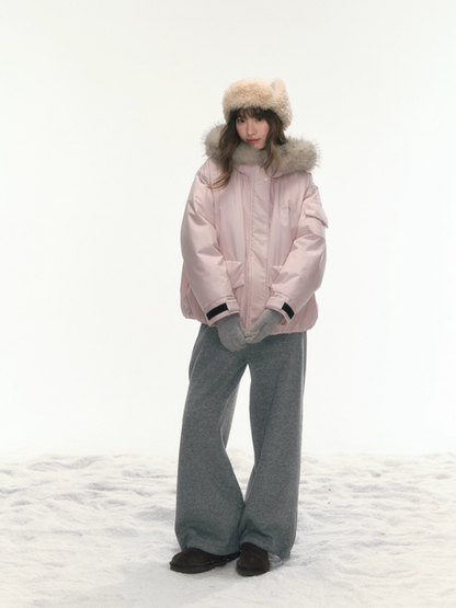 "Cloud Drift Guide" Cream Red Puff-Parka Down Coat LL2025441