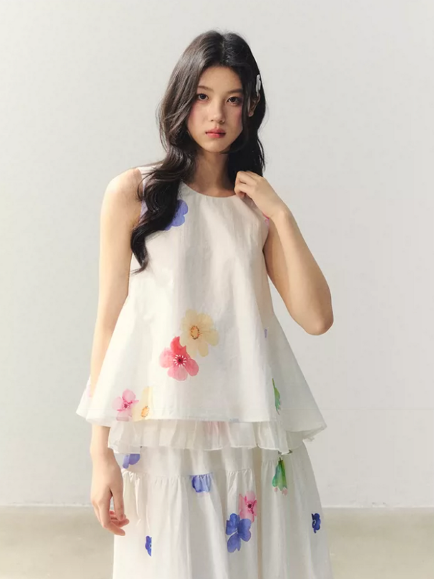 Floral Whisper White A-Line Top & Skirt Set WW2026053