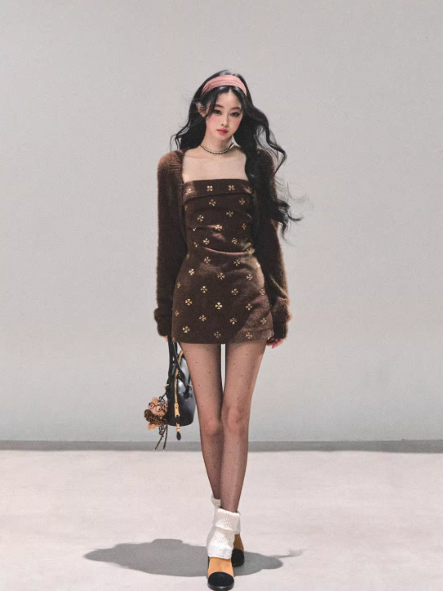 "海棠花未眠" Autumn Glow Spaghetti Strap Dress