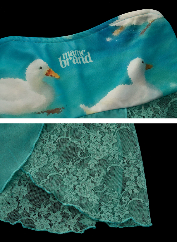 Blue Duck Print Lace Hem Tube Top WE923