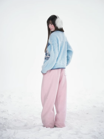 雪邦譚 - Blue Cat Pattern Cardigan