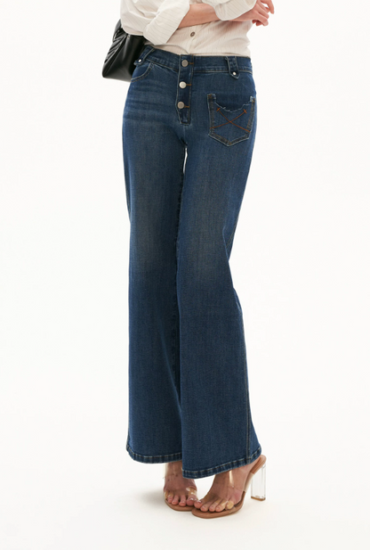 Vintage Blue Wide-Leg Denim Jeans
