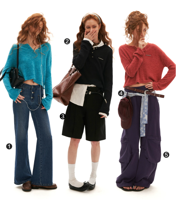 MAMC - Open-Back Mohair Blend Cropped Sweater (Red/ Black/ Blue)