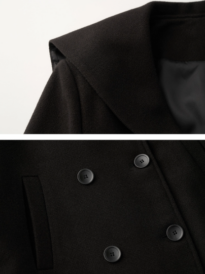 MAMC - Academia Wool Belted Blazer – Double-Breasted Black