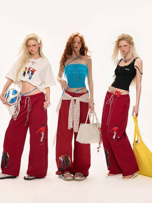 MAMC - Artsy Polka Dot Portrait Wide-Leg Pants – Relaxed Streetwear Vibe