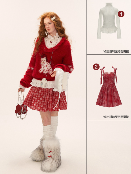 MAMC - Red Heart Pony Doll Collar Sweater WE766