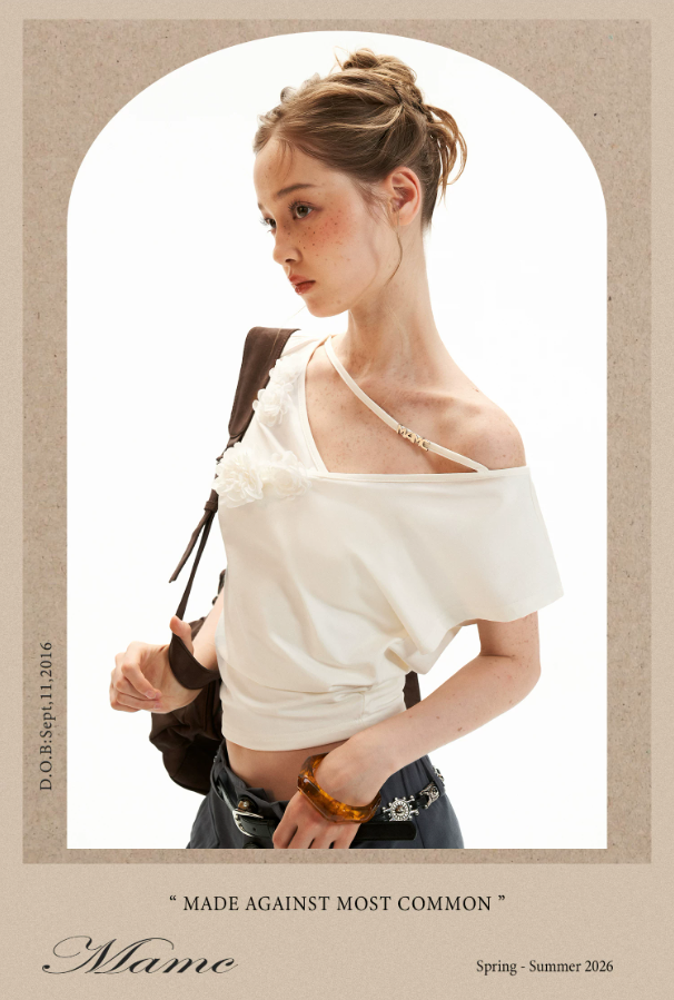 White Asymmetrical Flower Ruched Crop Top WE943