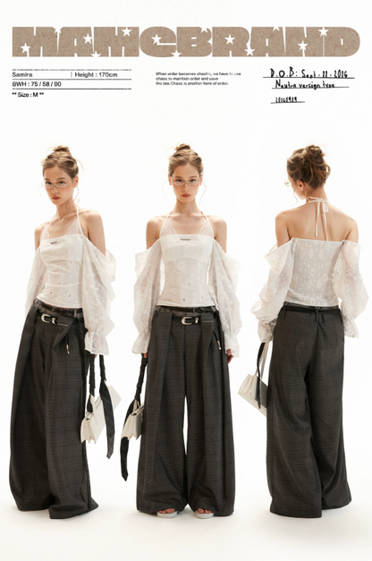 White Off-Shoulder Embroidered Halter Blouse WE994