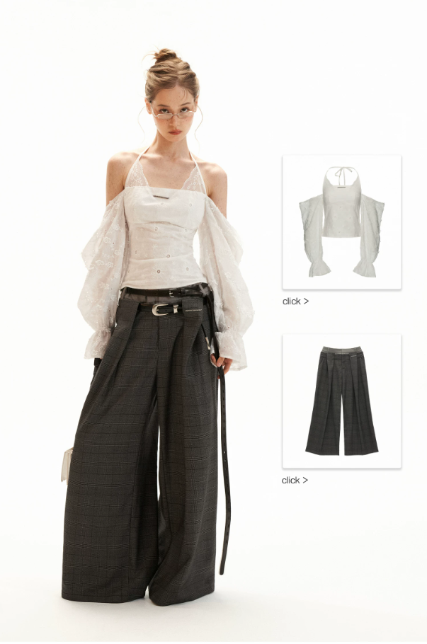 White Off-Shoulder Embroidered Halter Blouse WE994