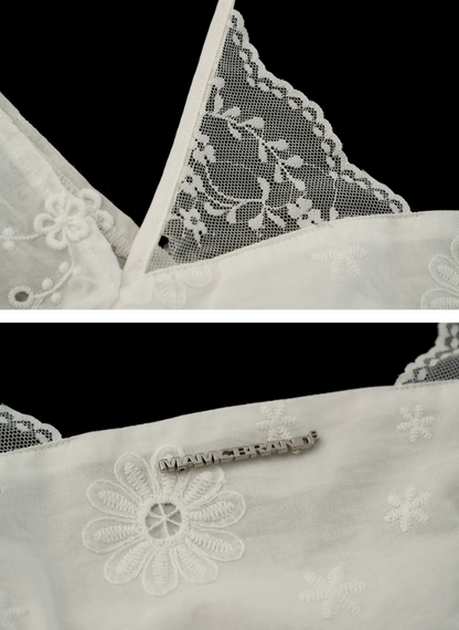 White Off-Shoulder Embroidered Halter Blouse WE994