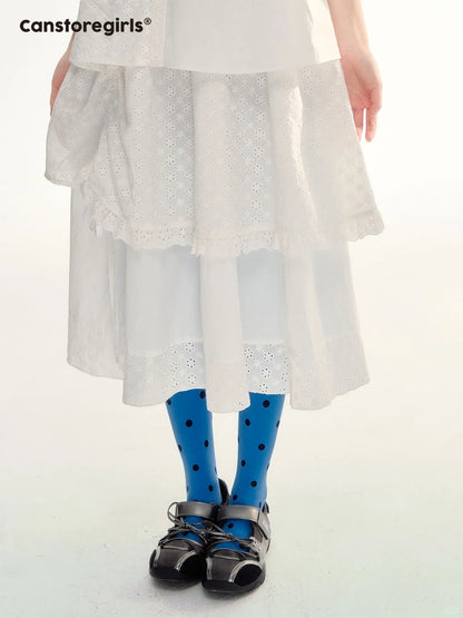 White Embroidered Peter Pan Collar Skirt Set LL2026088
