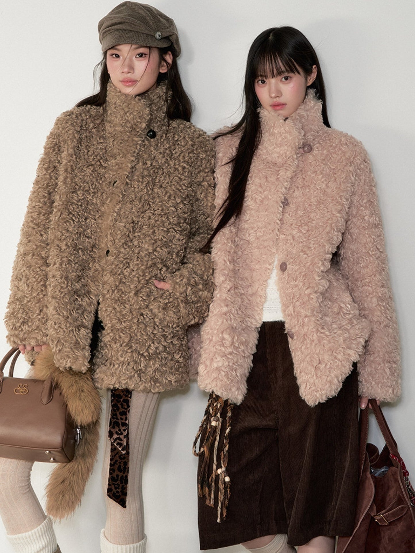 Soote Season - Curly Faux Shearling Stand-Collar Fur Jacket