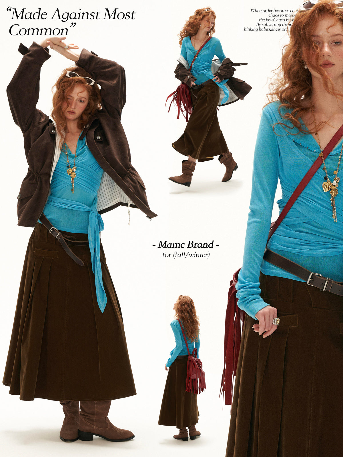 MAMC - Cloud Knit Wrap Top with Crossover Ties and Metal Claw Detail (Blue / White)