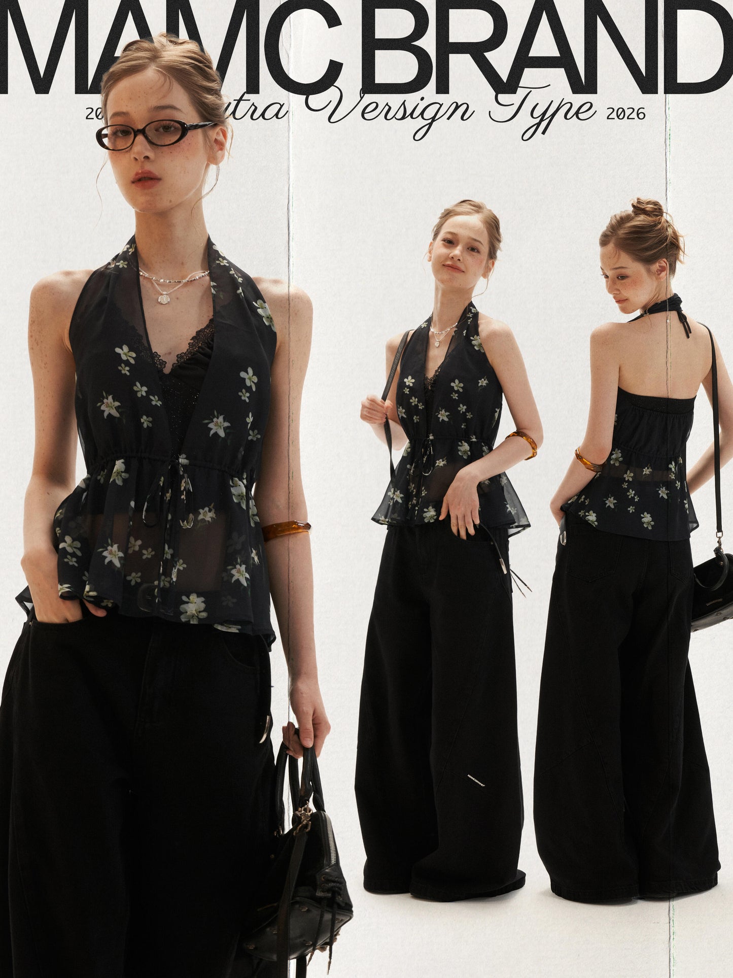 Black Vintage Floral Halter Cardigan Set