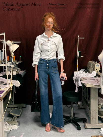 Vintage Blue Wide-Leg Denim Jeans