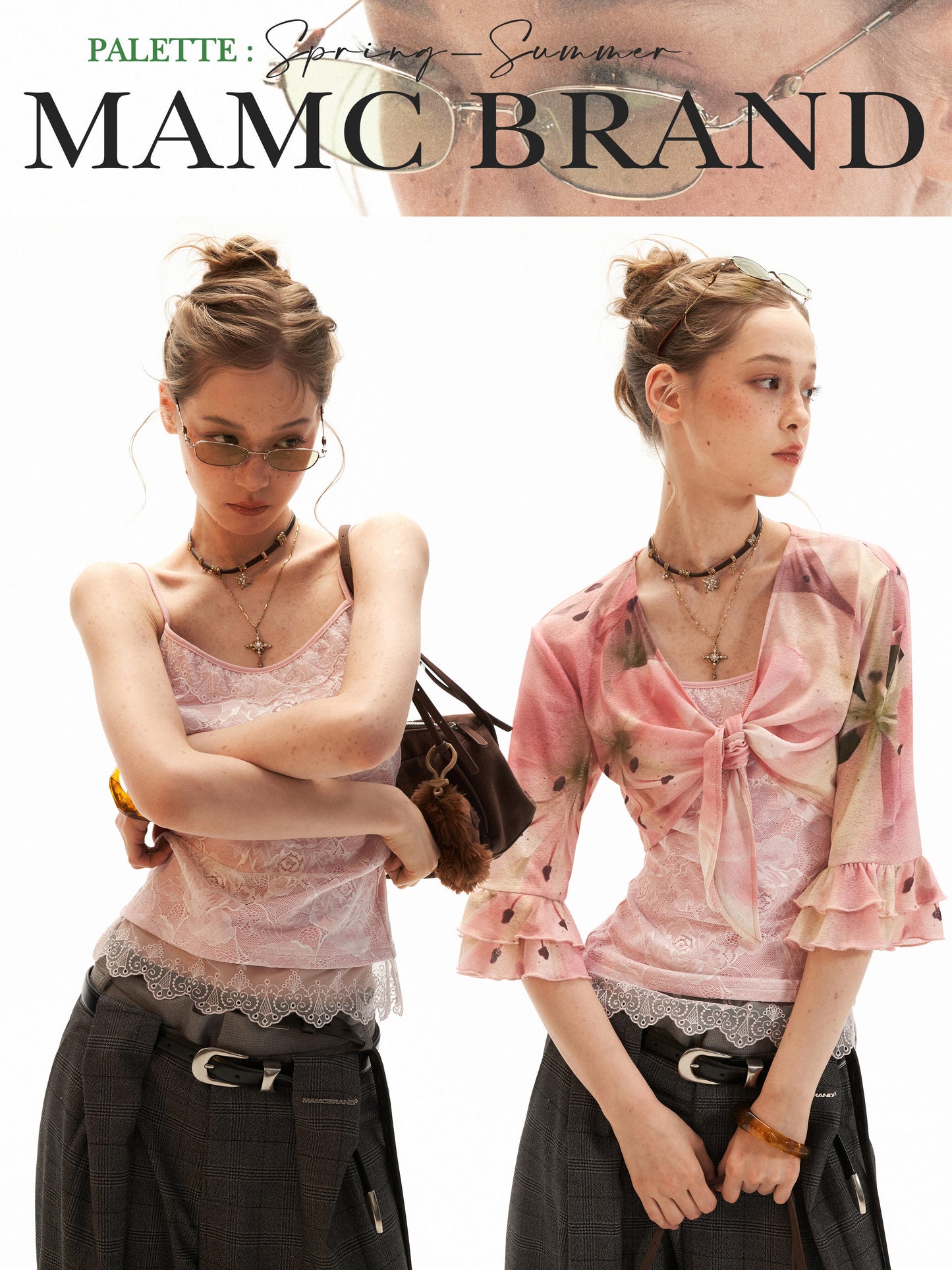 Floral Lace Trim Cami & Tie-Front Cardigan Set WE957