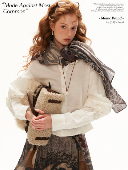 MAMC - White Linen Cotton Ruffle Hem Shirt with Layered Sleeves