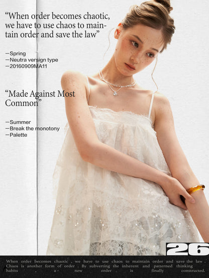 Ethereal White Lace Tiered Mini Dress WE996