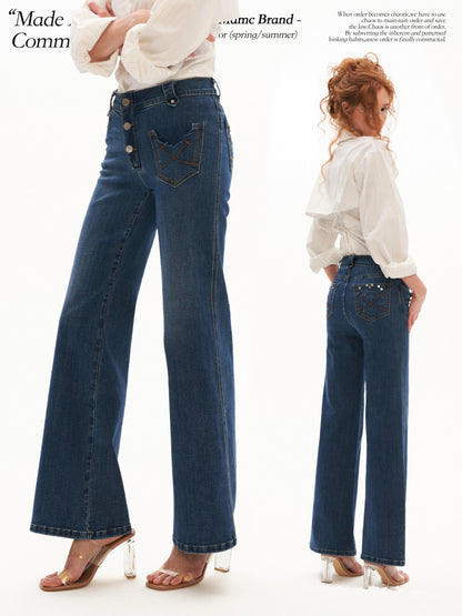 Vintage Blue Wide-Leg Denim Jeans