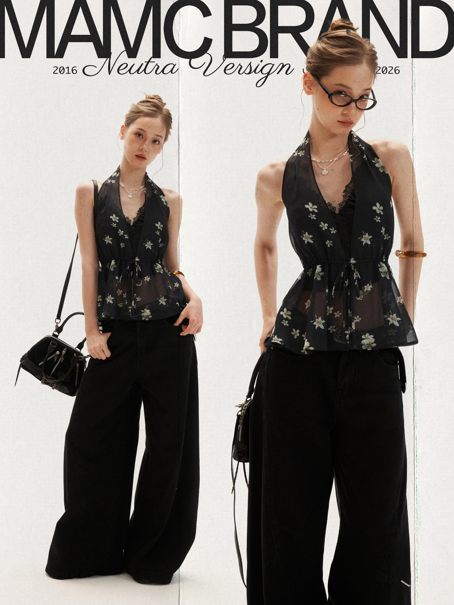 Black Vintage Floral Halter Cardigan Set