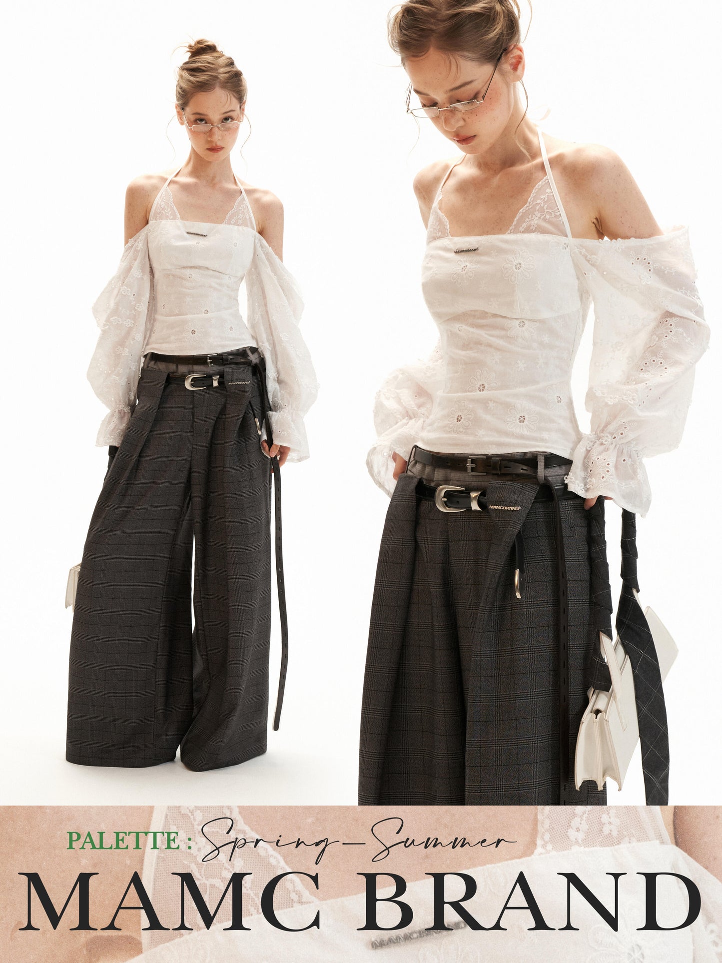 White Off-Shoulder Embroidered Halter Blouse WE994