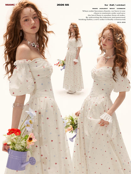 Romantic Floral Twist-Bustier Maxi Dress WE966