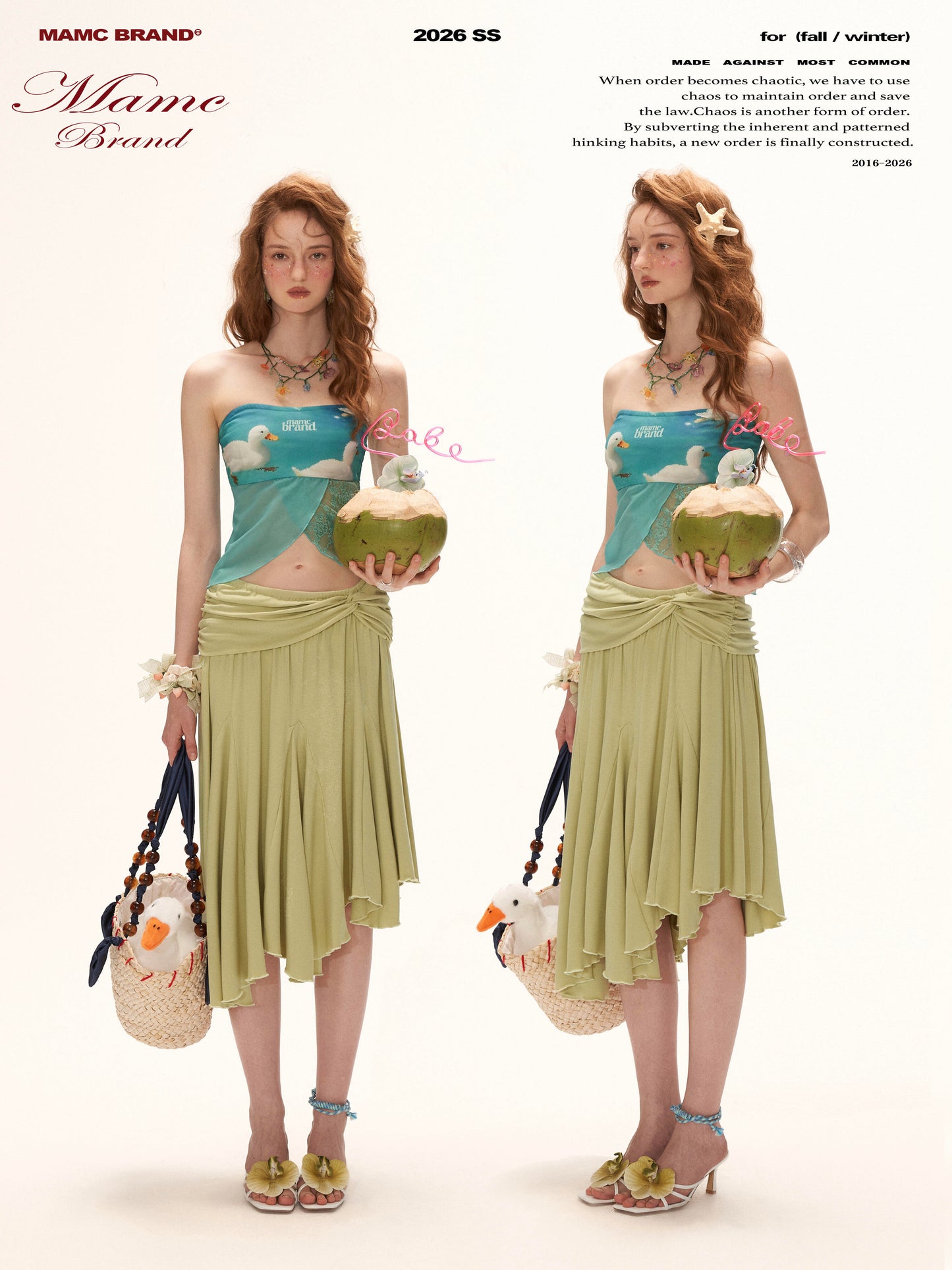Blue Duck Print Lace Hem Tube Top WE923