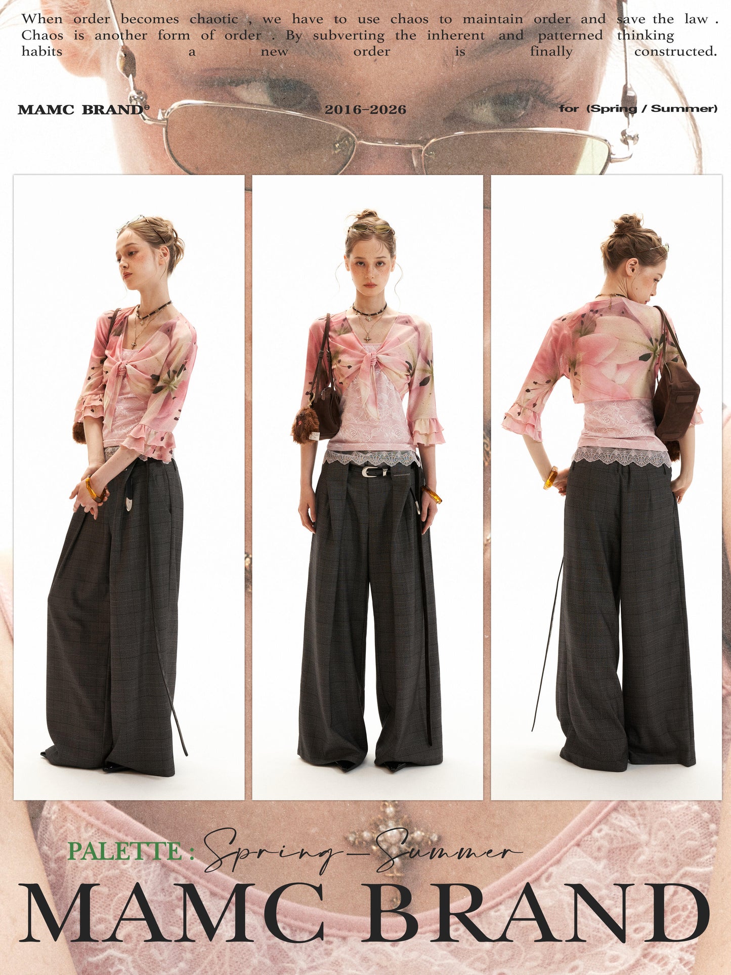 Floral Lace Trim Cami & Tie-Front Cardigan Set WE957